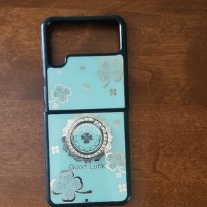 Good Luck Floral Mint Phone Case with Ring Holder